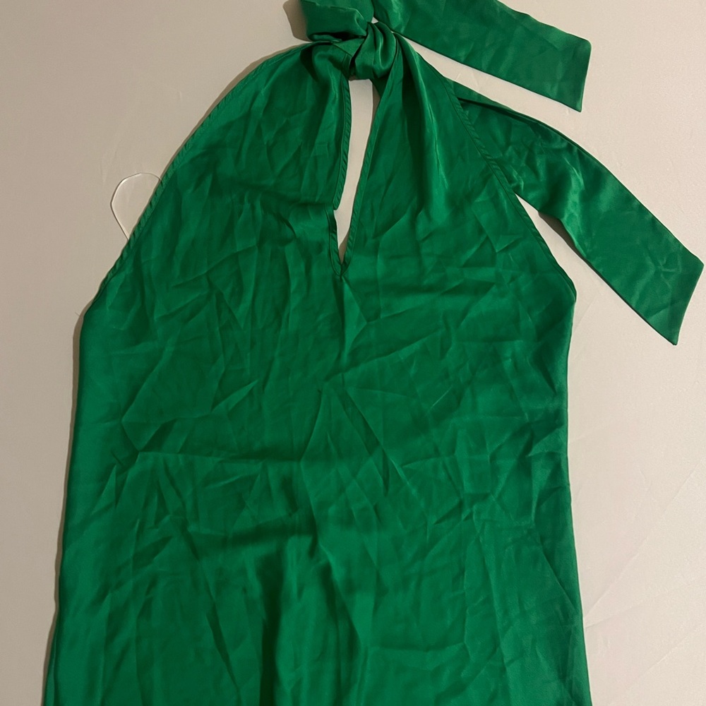 Renee C. Vibrant Green halter back Top
